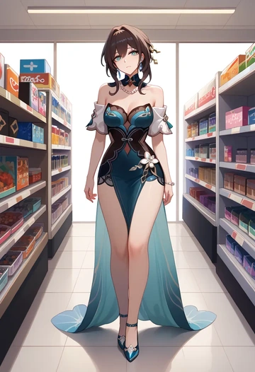 star rail,ruan mei,gown,strapless,mermaid silhouette  - AI generated anime art